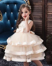 2021 New Kid Elegant Pearl Cake Princess Dress Girls Dresses For Wedding Evening Party Embroidery Flower Girl Dress Girl Clothes