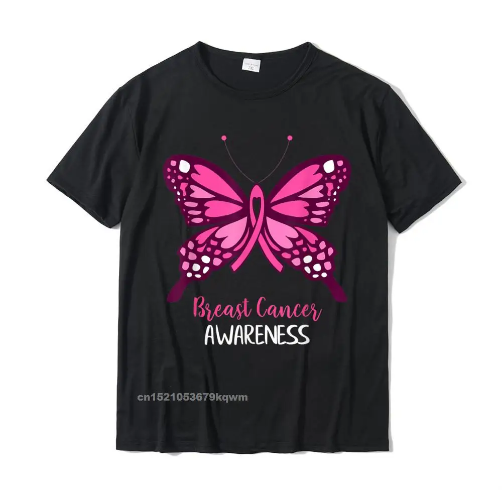 2021 Popular Men Top T-shirts O-Neck Short Sleeve 100% Cotton Summer Tees Casual Tee Shirt Free Shipping Breast Cancer Awareness Butterfly Pink Ribbon Motivational T-Shirt__4534 black