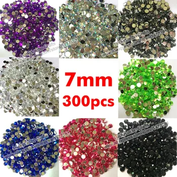 

300pcs 7mm Flat Back Acrylic Rhinestone Gems Diamond Resin Beads Diamante Crystals Wedding Party Table Confetti Crafts ACRH07