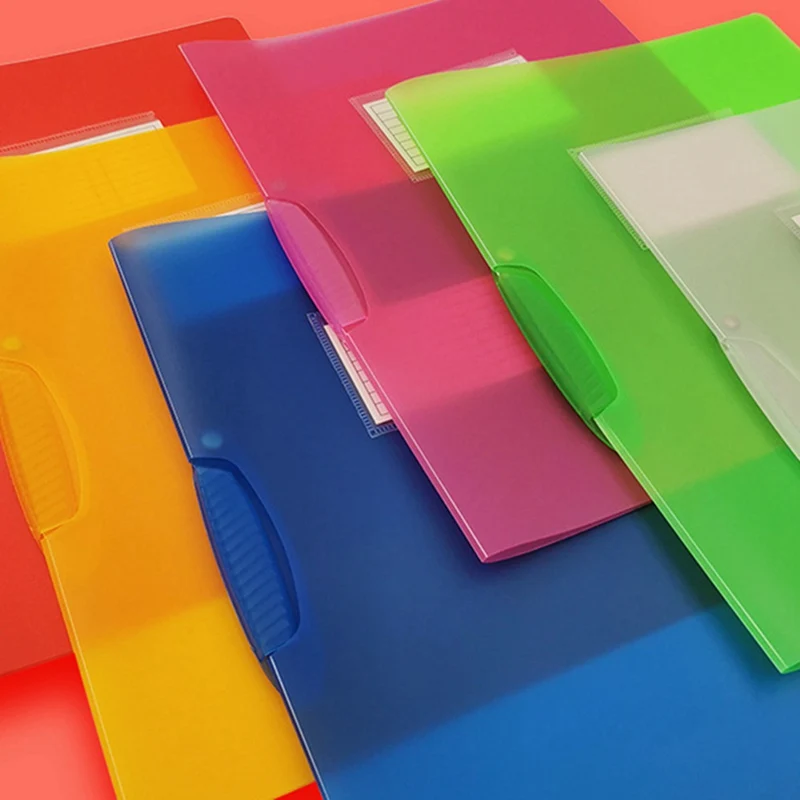 A4 Clear Document Bag Paper File Folder Legal Paper Contract File Bags Clips Stationery School Office Supplies Random Color