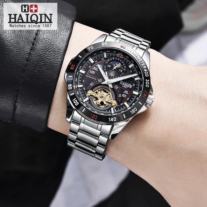 Haiqin Menmens Watches Top Brand Luxury Watch Men Mechanical Military Waterproof Wristwatch Mens-3