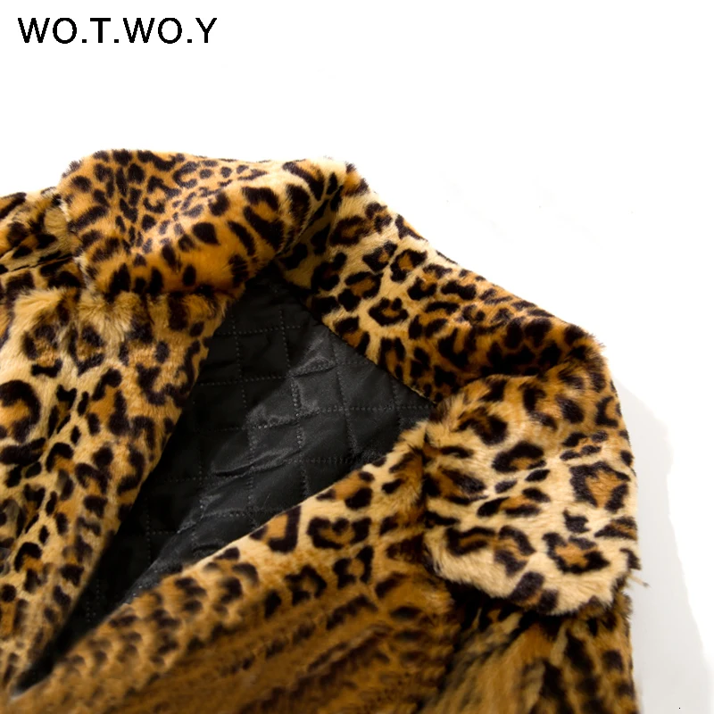 WOTWOY, утолщенная леопардовая Женская куртка, средней длины, искусственный мех, пальто для женщин, тонкая, повседневная, Luipaard, меховые куртки для женщин, Harajuku