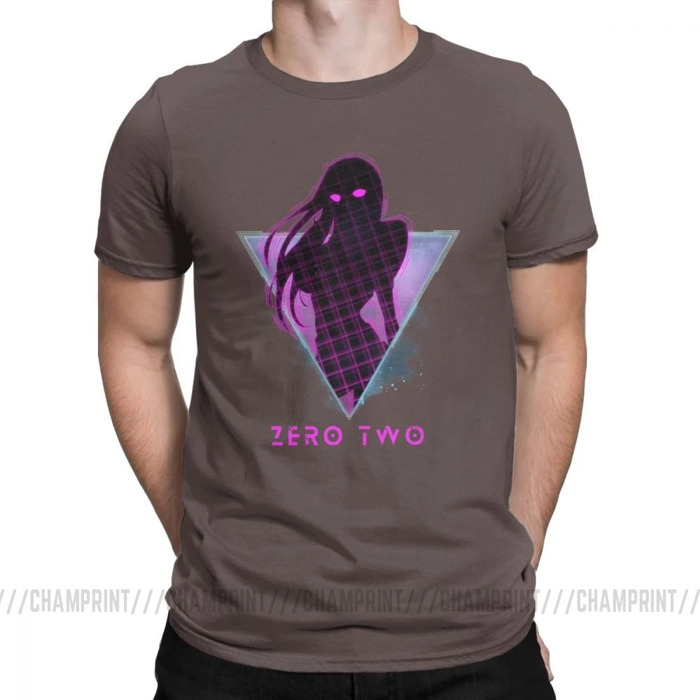 Zero Two футболка Future 80s аниме Дарлинг в The Franxx футболка для мужчин хлопок футболки забавные вентиляторы подарок одежда размера плюс - Цвет: Коричневый