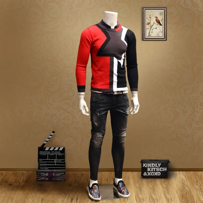 Fashion Warm Star Pattern Sweater Men O-Neck Knitted Mens Sweaters Casual Slim Pullover Male Pull Homme M-3XL