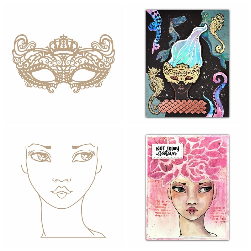 

Hot Foil Plates Half Face Mask Human Figure Metal Cutting Dies DIY Scrapbooking Craft Cards Decorate Photo Album Stencils 2019