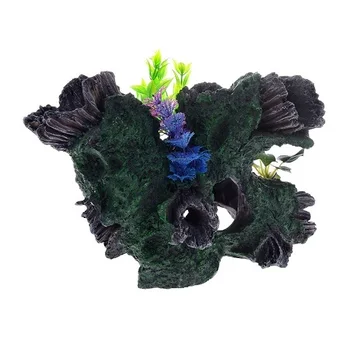 

BARBUS mainsail aquarium décor SnagIt with a plant of 30.5 x 20 x 20.5 cm, BARBUS, Decor 036