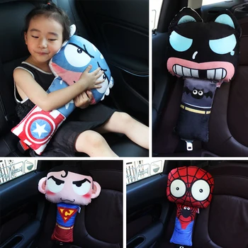 

1pc cartoon Captain America Spider-Man hero plush hold pillow vehicle-mounted chair waist cushion children sleep stuffed toy