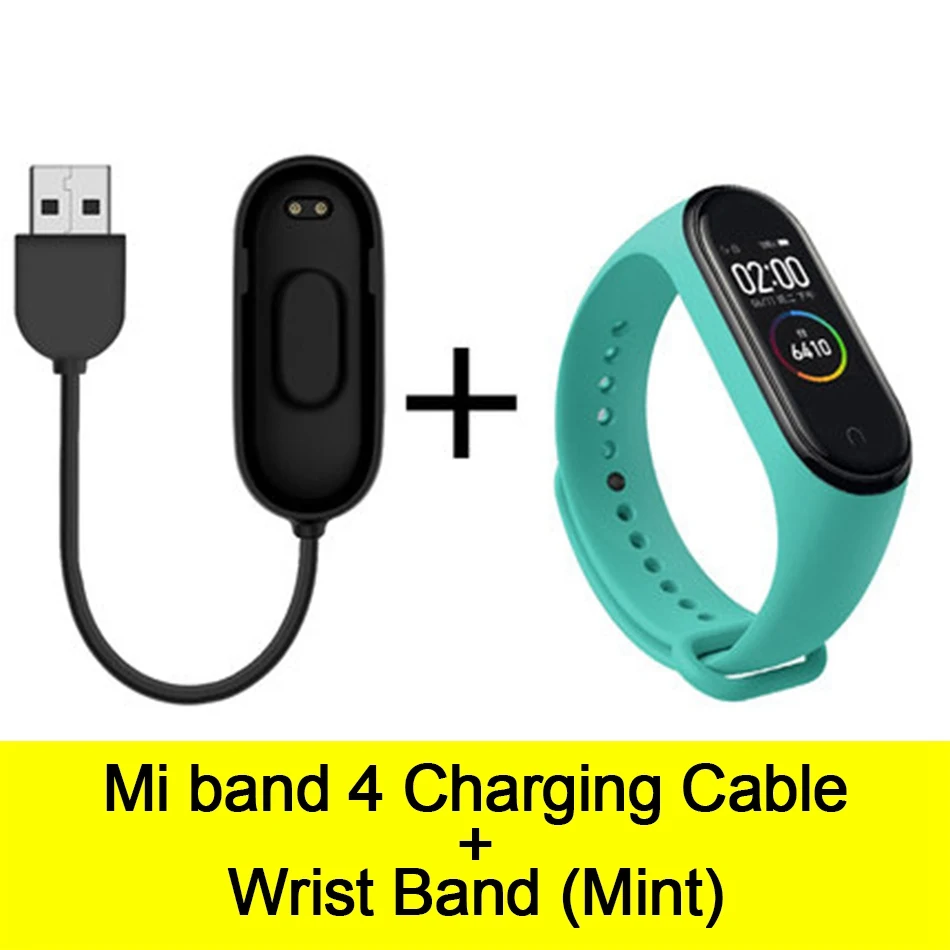 Usb-кабель для зарядки mi Band 4, шнур для зарядного устройства, Сменный Адаптер для Xiao mi Band 4, NFC, линия для зарядки+ браслеты - Цвет: Cable-Mint