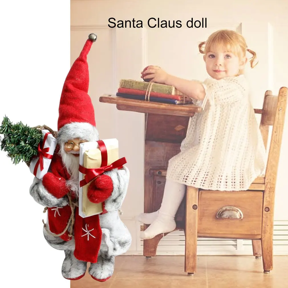 30cm Christmas Ornament Simulated Santa Claus Doll Old Man Plush Figurine Animated Doll Decoration