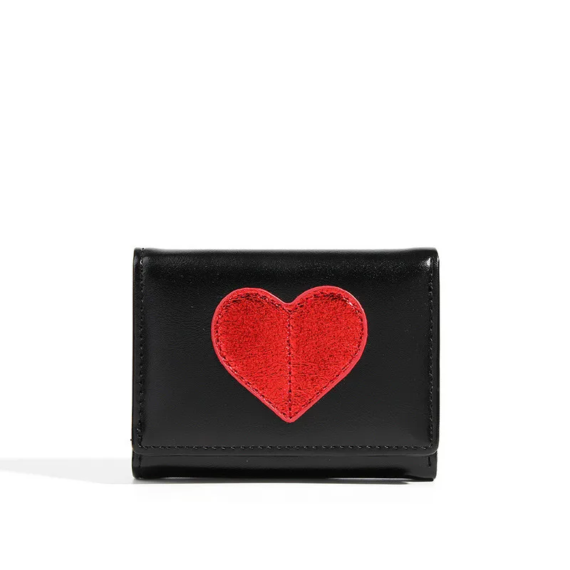 Женский мини кошелек с множеством карт вышивкой в форме сердца