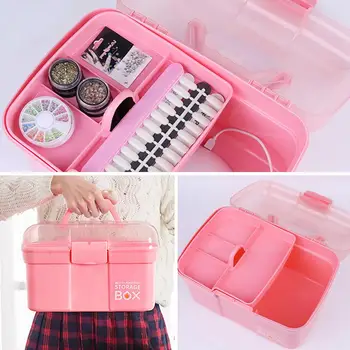 

Nail Tool Storage Box Makeup Organizer Large Capacity Nail Polish Container Portable Nail Tool Storage Box