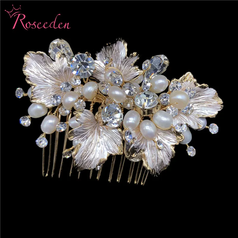 

Fresh Water Pearl Bridal Wedding Comb Accessories Crystal Rhinestone Hair Combs Headpiece Jewelry RE3521