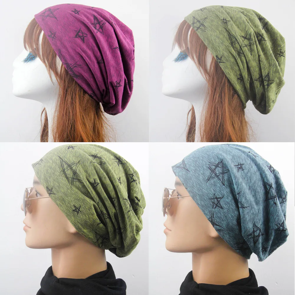 

Breathable Casual Fashion Fitted Cap Autumn Winter Women Men Stars Cap Pile Heap Caps Hat Beanie Scarf Turban Head Wrap Cap