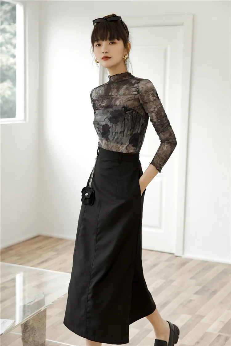 MSXU Fashion Chic Printed See Through Sheath