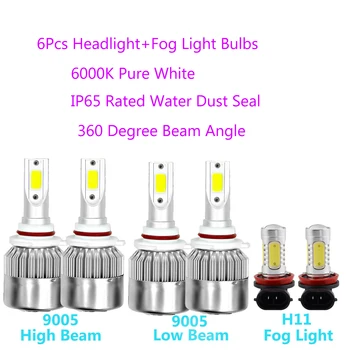 

6PCS 9005+9005 Combo LED Headlight H16 H11 FogLight For 2013-15 Toyota-RAV4