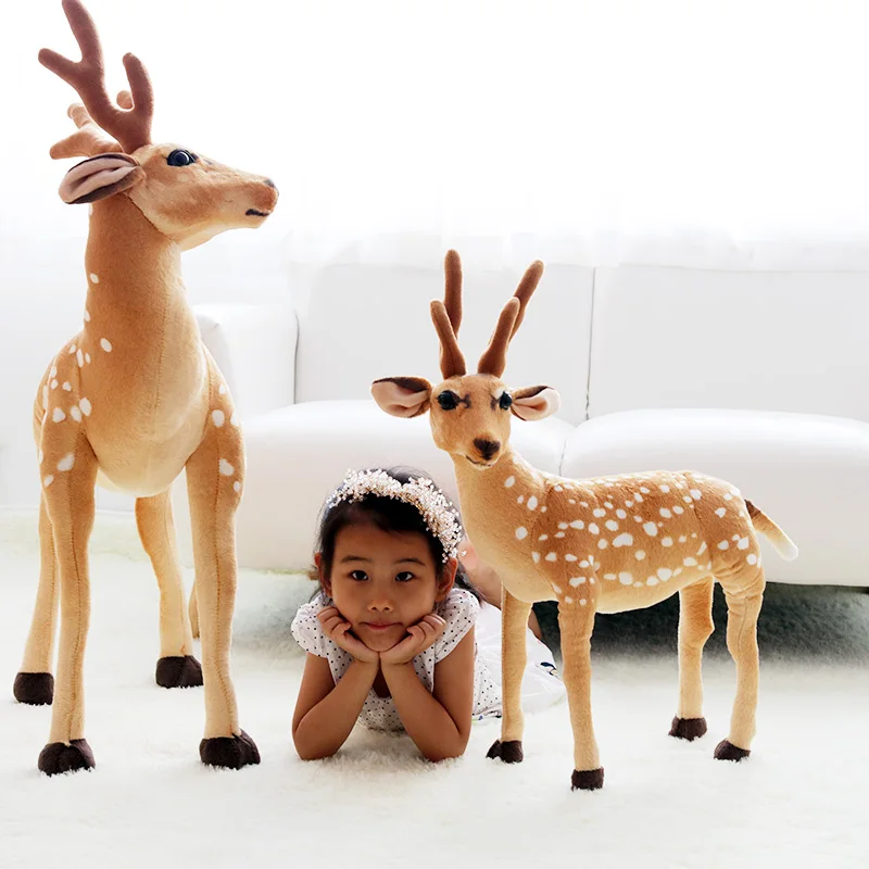 simulation sika deer doll plush toy big elk doll cute realistic animals child birthday gift wedding Christmas decoration 75cm DY50830 (1)