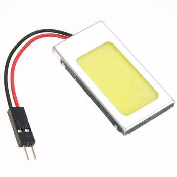 

Hot 1pcs 12V 24V T10 COB White LED Panel Car Auto Interior Reading Map Lamp Bulb Light Dome Festoon Light with Adapter Wire