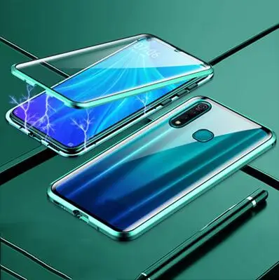 Зеленый Роскошный Магнитный адсорбционный ЧЕХОЛ ДЛЯ VIVO Z5X z5x, металлическая рамка, двусторонняя стеклянная крышка для VIVO Z5 X, защитный чехол для телефона, оболочка - Цвет: Зеленый