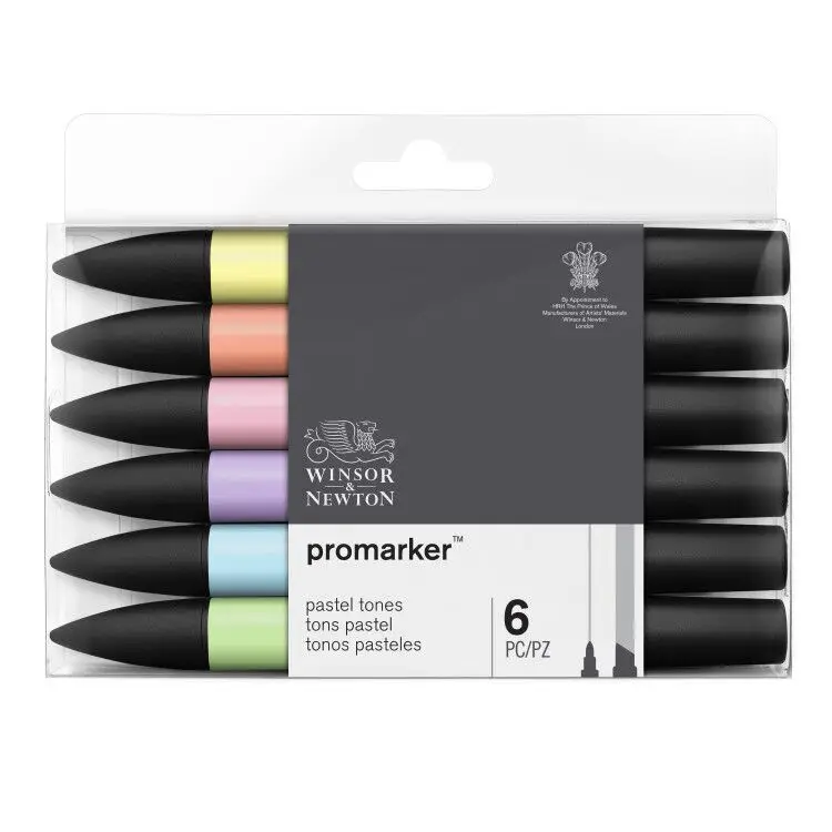 dedo do pé Redondo e Oblíqua Material de Arte Winsor & Newton Profissional Caneta Marcadora 6 e 12 Cores Dobro lado Desenho Marcador Caneta 5 professional drawing markers