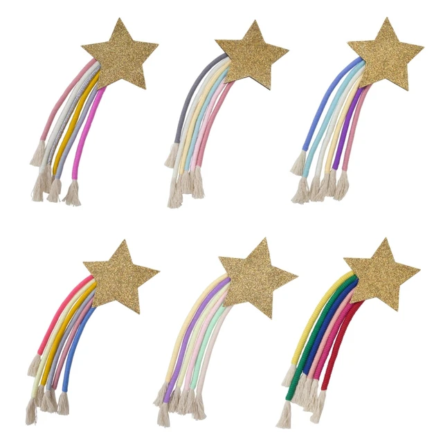 Nordic Lucky Star Hand-woven Macrame Rainbow Tapestry Wall Hanging Pendant Decor 4