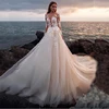Country Boho Wedding Dress 2022 Illusion Long Sleeves Backless Lace Ball Gown Wedding Gowns Boho Bridal Dress Robe De Mariage 2