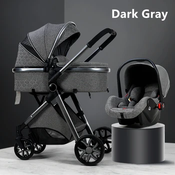 

2020 Luxury Baby Stroller 3 in 1 with Car Seat Portable Reversible High Landscape Baby Stroller Hot Mom Stroller Travel Pram