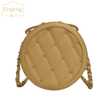 

Women Mini Clutch Bag Round Bags Solid Color Plaid Shoulder Handbags Women Small Crossbody Bags Purses FTB130