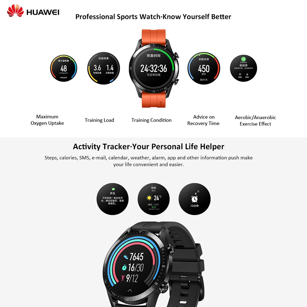 HUAWEI часы GT 2 42 мм 5ATM водонепроницаемые спортивные умные часы с Bluetooth монитор давления сна gps умные часы для Android/iOS