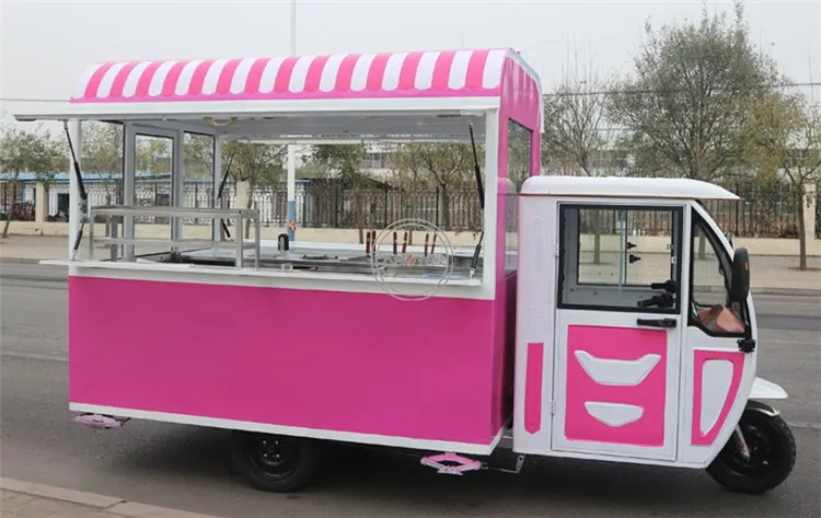 Розовый 3,8 м многофункциональный электрический/бензиновый для носовых ингаляторов пищевой тележки трехколесный велосипед hotdog улица торговля фаст-фудом грузовик