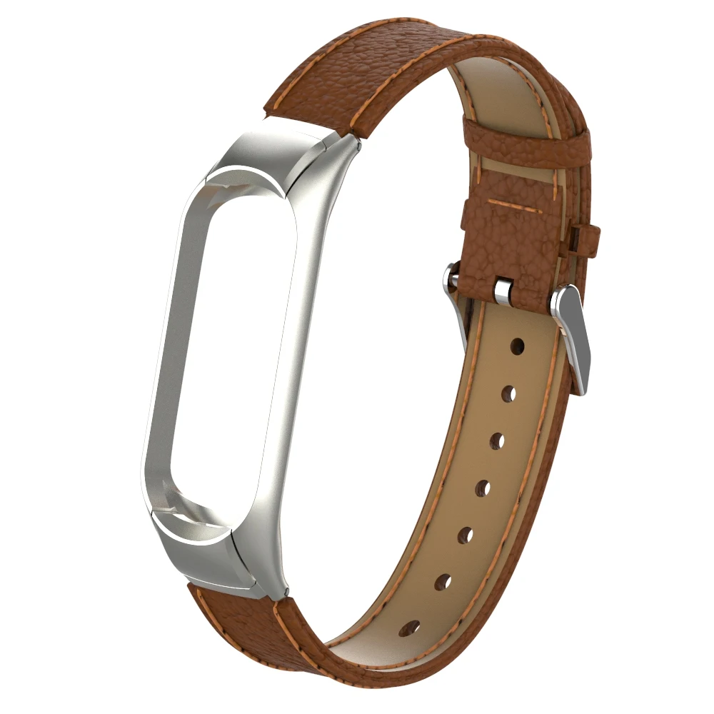 Ремешок mi Band 4 для Xiaomi mi Band 4 ремешок из натуральной кожи mi band 4 браслет - Цвет: Brown