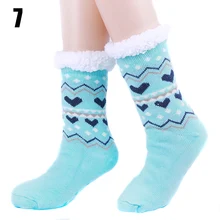 1 пара, женские домашние вязаные носки, теплые, утолщенные, уютные, противоскользящие, для зимнего дома-MX8