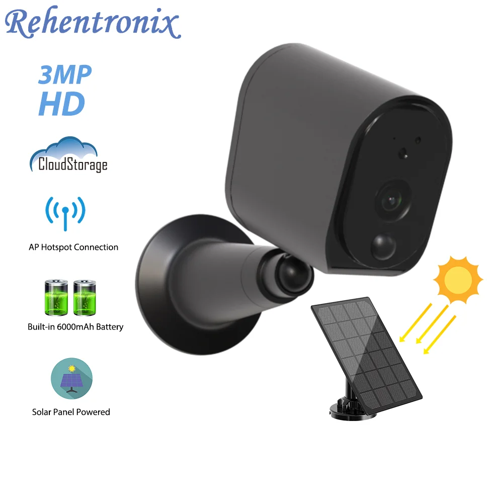 Cámara de seguridad con batería para videocámara inalámbrica inteligente de 3MP, con WiFi, por Panel a prueba de agua, videovigilancia para el hogar|Cámaras vigilancia| - AliExpress