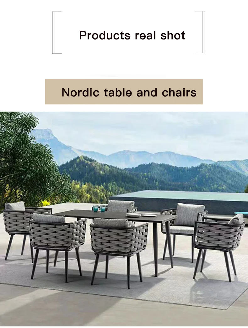 Description Picture 4 of itemThree Or Five-Piece Rattan Soft Sofa Aluminum Outdoor Sessions Furniture Nordic Leisure Courtyard Villa Balcony Table And Chairs