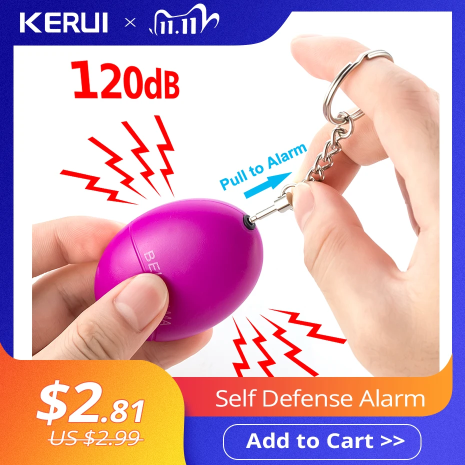 KERUI-alarma de autodefensa con forma de huevo para niña y mujer, alerta de protección de seguridad, seguridad Personal, llavero fuerte, alarma de emergencia, 120dB