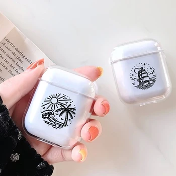 

Luxury Cartoon Cute Simple Line Transparent Soft Case for AirPods1/2 Case Earphone Charging Box Cover Bag for AirPods Protective