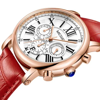 

MEGIR Women's Watch Famous Luxury Brand Roman Numeral Women's Watch Leather Quartz Ladies Watch Relogio Feminino