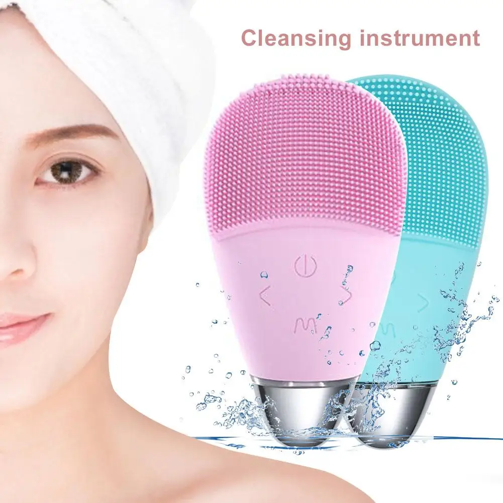 Electric Deep Face Cleansing Brush Face Cleanser Cleaning Brush With Multi Frequency Pulsation Waterproof USB Rechargeable 3