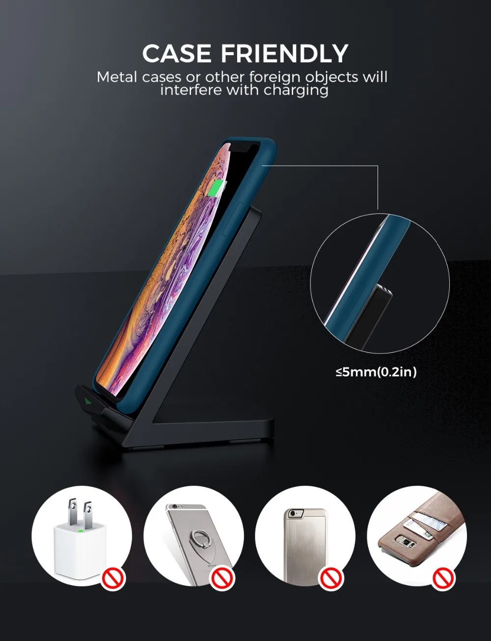 Seneo PA153 Wireless Charger Stand Quick Charger Dock 10W Fast Charging Samsung S10 S9 Note 9 10 7.5W For iPhone 11 XS XR X 8 (7)
