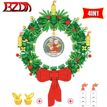 

BZDA Creativity Christmas Garland 4 in 1 Model Blocks Christmas Decoration Wreath Building Blocks Toys Bricks Kids Gift