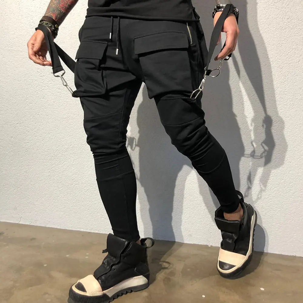 

Joggers Casual Pants Side Pockets Sweatpants NEW Hot Men Hip Hop Black Trousers Autumn Male Fashion Streetwear Cotton Trackpants