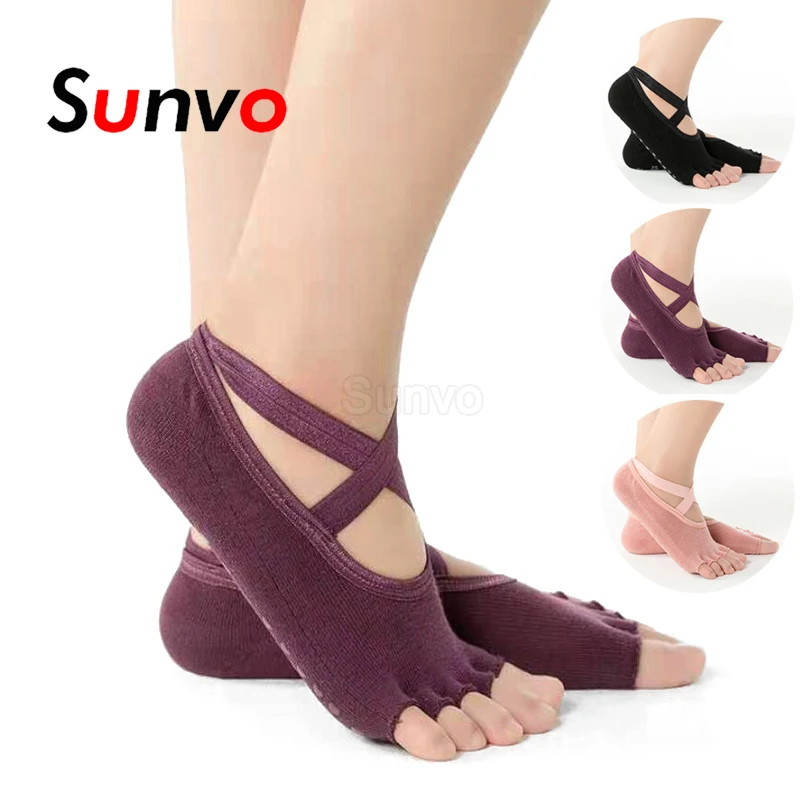 

Sunvo Open Toe Yoga Socks Women High Elastic Breathable Anti-Slip Yoga Sock Fit Yoga Exercise Foot Care Tool Ankle Socks Insoles