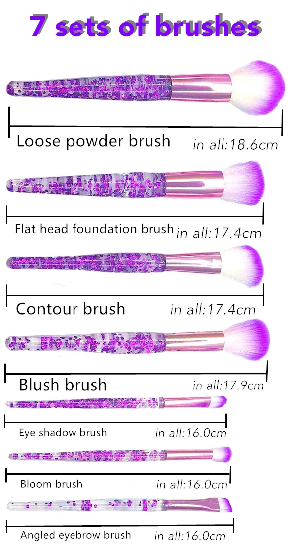 Девичья Мода 7 шт Профессиональный набор кистей для макияжа набор Единорог Кристалл Алмаз Рули основа Косметическая кисть для пудры инструменты для красоты