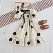 Летние нарядные платья в горошек для девочек; платье принцессы; детское модное элегантное платье; 5 шт./партия;