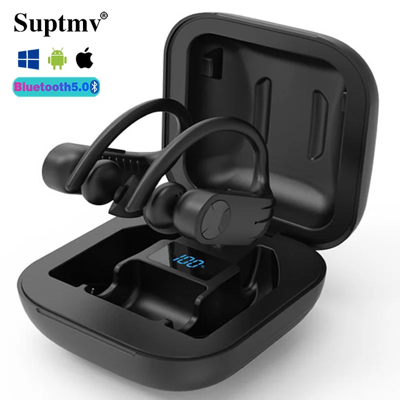 B1 Bluetooth беспроводные наушники LED ушной крючок стерео водонепроницаемые