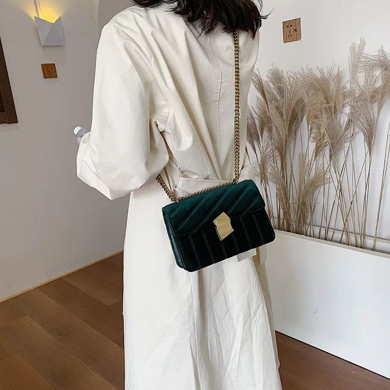 Luxury women clutch bag high quality velvet chain female designer shoulder Messenger bag evening package party small square bags