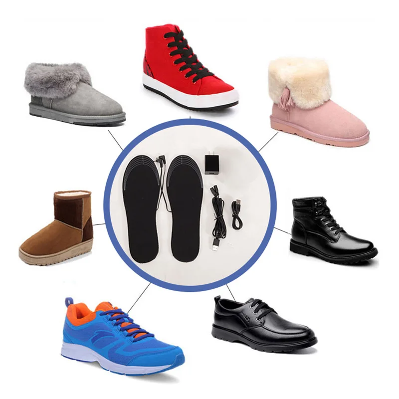USB Electric Heating Insoles Cuttable Foot Warmer Heated Shoe Inserts Shoe Heated Outdoor Hiking Camping Foot Warmer Pads