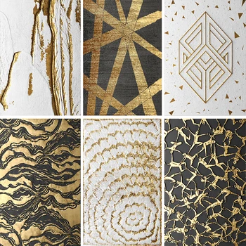 

Nitree Food Photography Backdrop Gold Black White Texture Geometric Patterns Photophone Photo Studio Props Background Vinyl