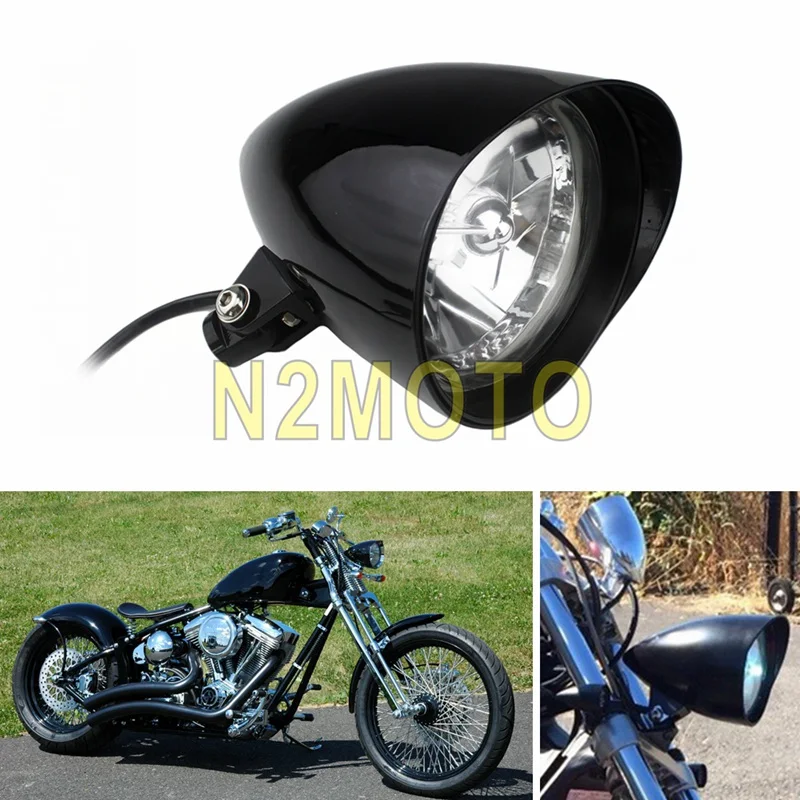 Пользовательские мотоцикла Фара H4 12V 60/55W заготовка пуля козырек фара для Harley Sportster Softail Bobber Chopper Cafe Racer