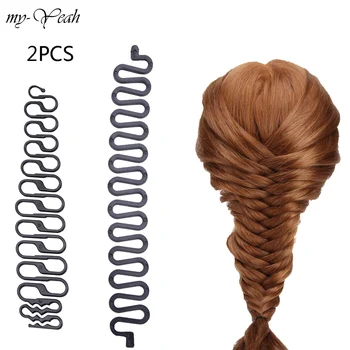 

2pcs/set Black French Hair Braider Centipede Braiding Roller Hook With Magic Twist Maker DIY Styling Tool DIY Home