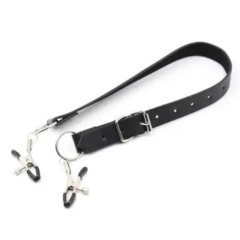 BDSM Bondage Restraint Wrap Around Thigh Spread Labia Spreader Straps With Vagina Clamps,Humiliation Play Nipple Clamps Roleplay 4
